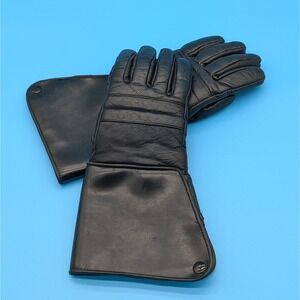 First Racing Genuine Leather Gauntlet Motorcycle Gloves - Black- Size XS